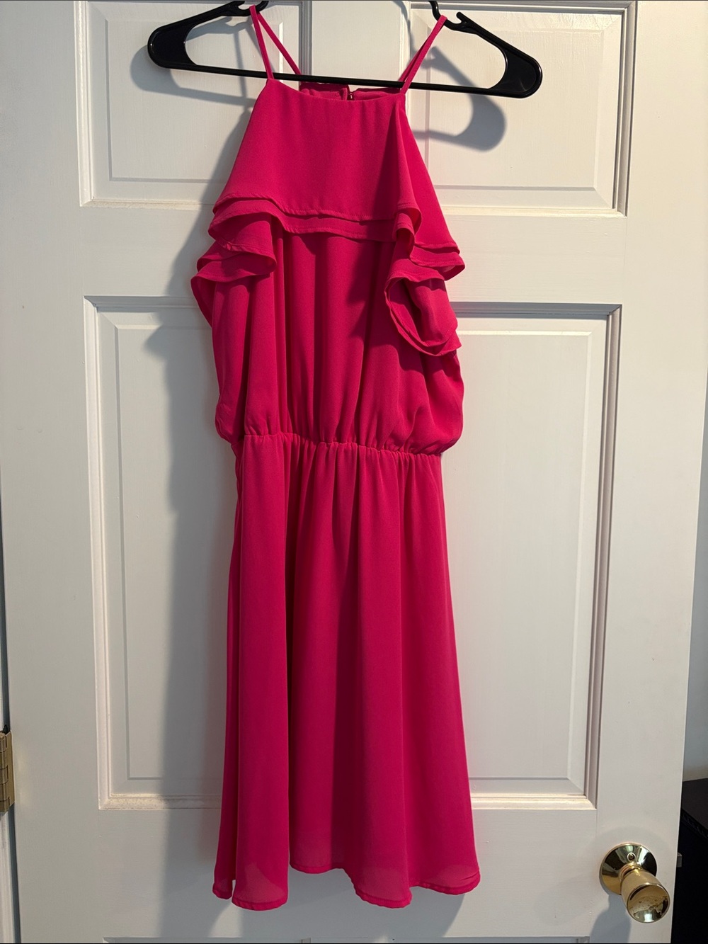 Maurices Hot Pink Ruffle Halter Dress